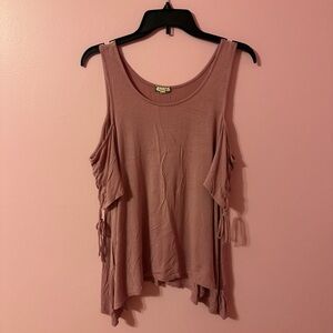 Eyeshadow Mauve Asymmetrical Cold-Shoulder Top